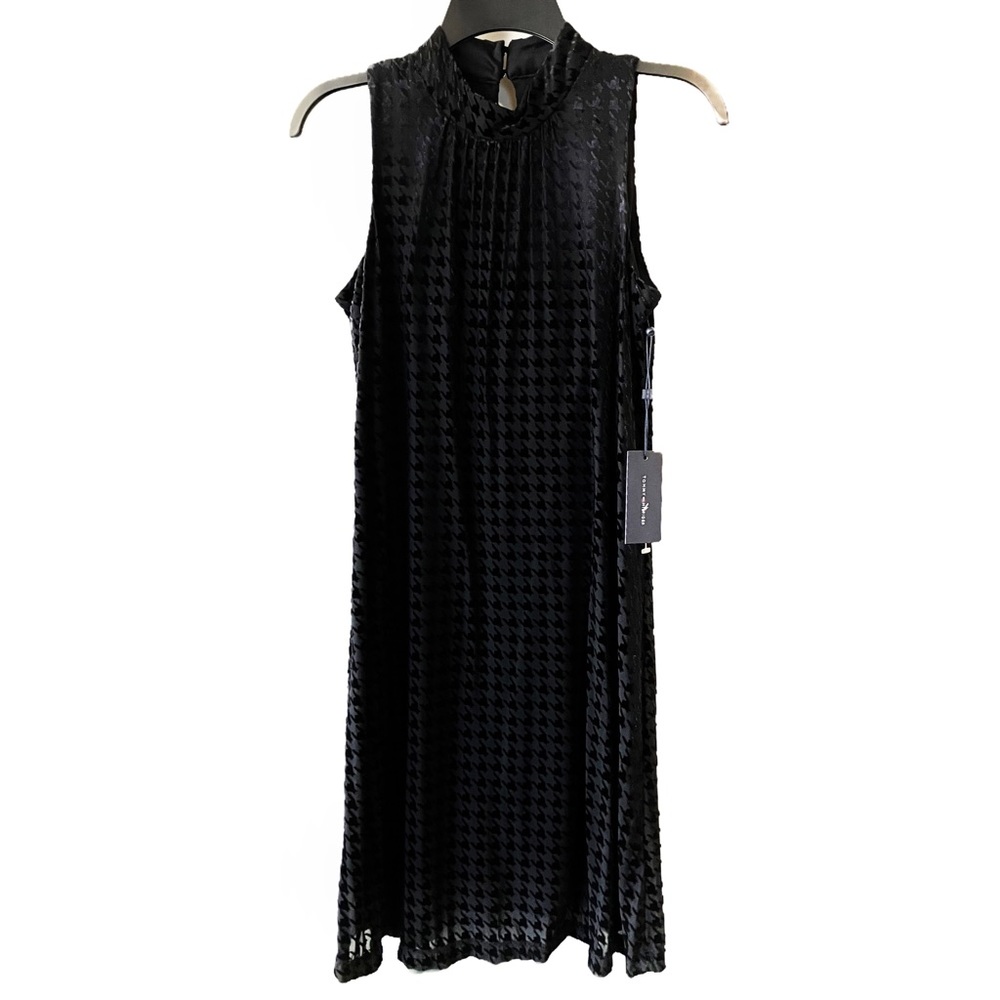 Tommy Hilfiger black velvet houndstooth dress